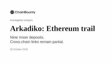 Arkadiko / StackSwap: the Ethereum trail to mixer entry